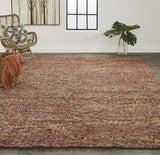 Homeroots 10' X 13' Orange Red Wool Hand Woven Distressed Area Rug Brown,Orange,Red Wool 515022