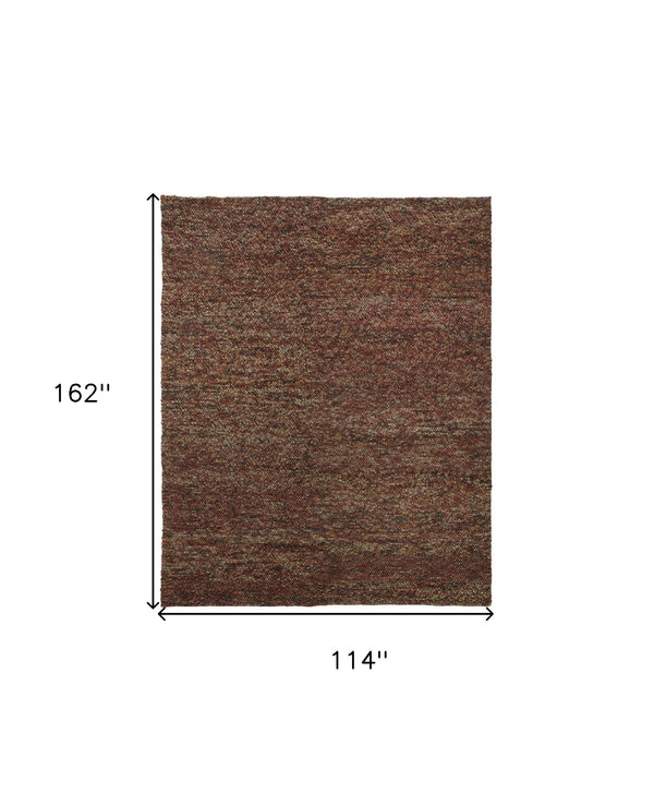 Homeroots 10' X 13' Orange Red Wool Hand Woven Distressed Area Rug Brown,Orange,Red Wool 515022