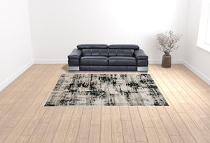 HomeRoots 9' Modern Black Gray and White Abstract Area Rug - Stylish, Durable Design for Any Room Space 9' X 12' 515023