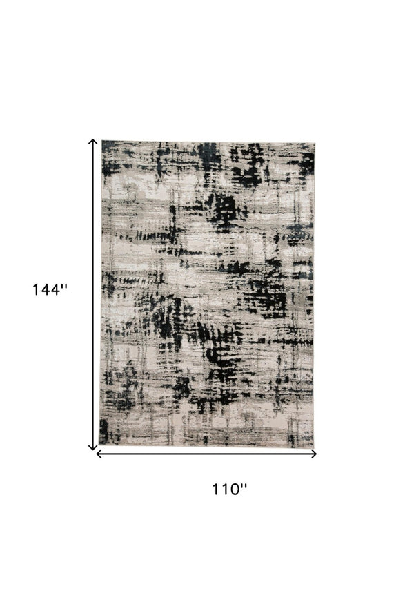 HomeRoots 9' Modern Black Gray and White Abstract Area Rug - Stylish, Durable Design for Any Room Space 9' X 12' 515023