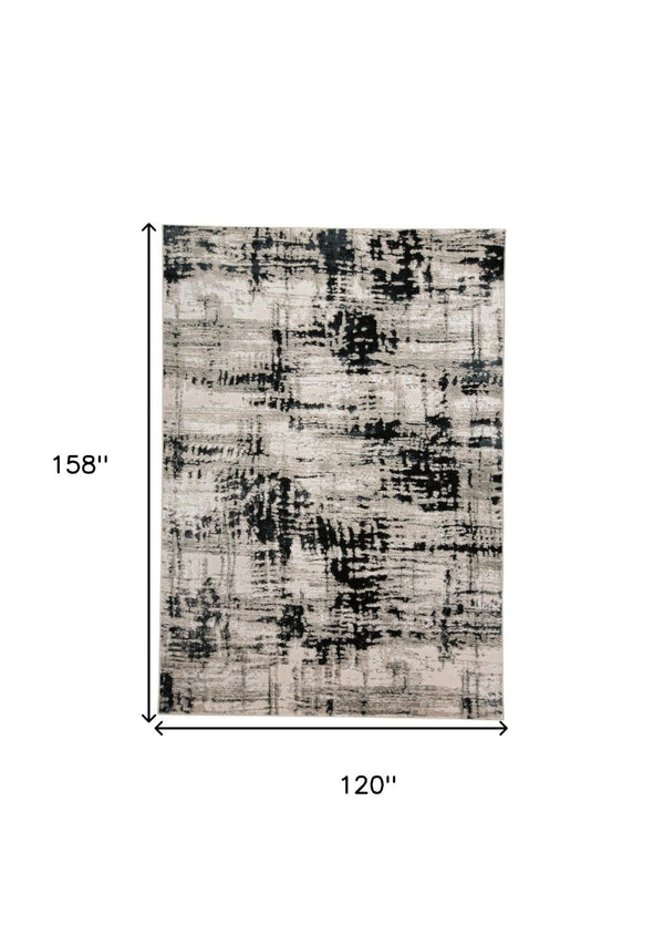 HomeRoots 9' Modern Black Gray and White Abstract Area Rug - Stylish, Durable Design for Any Room Space 10' X 13' 515024