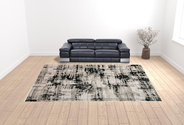 HomeRoots 9' Modern Black Gray and White Abstract Area Rug - Stylish, Durable Design for Any Room Space 12' X 15' 515025