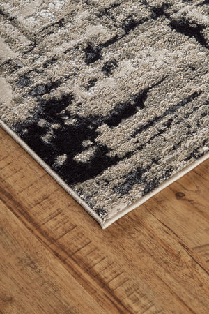 HomeRoots 9' Modern Black Gray and White Abstract Area Rug - Stylish, Durable Design for Any Room Space 12' X 15' 515025