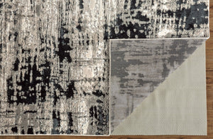 HomeRoots 9' Modern Black Gray and White Abstract Area Rug - Stylish, Durable Design for Any Room Space 12' X 15' 515025
