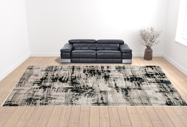 HomeRoots 9' Modern Black Gray and White Abstract Area Rug - Stylish, Durable Design for Any Room Space 13' X 20' 515027