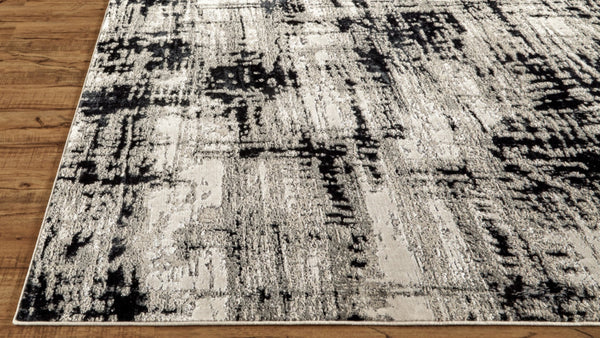 HomeRoots 9' Modern Black Gray and White Abstract Area Rug - Stylish, Durable Design for Any Room Space 13' X 20' 515027