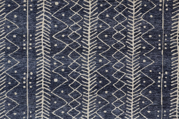 HomeRoots 10' Blue and Ivory Striped Area Rug – Stain-Resistant, Coastal Charm for Modern Homes and Busy Families 10' X 13' 515028