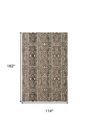 Homeroots 10' X 13' Brown Taupe And Ivory Striped Stain Resistant Area Rug Brown,Taupe,Ivory Polyester 515029
