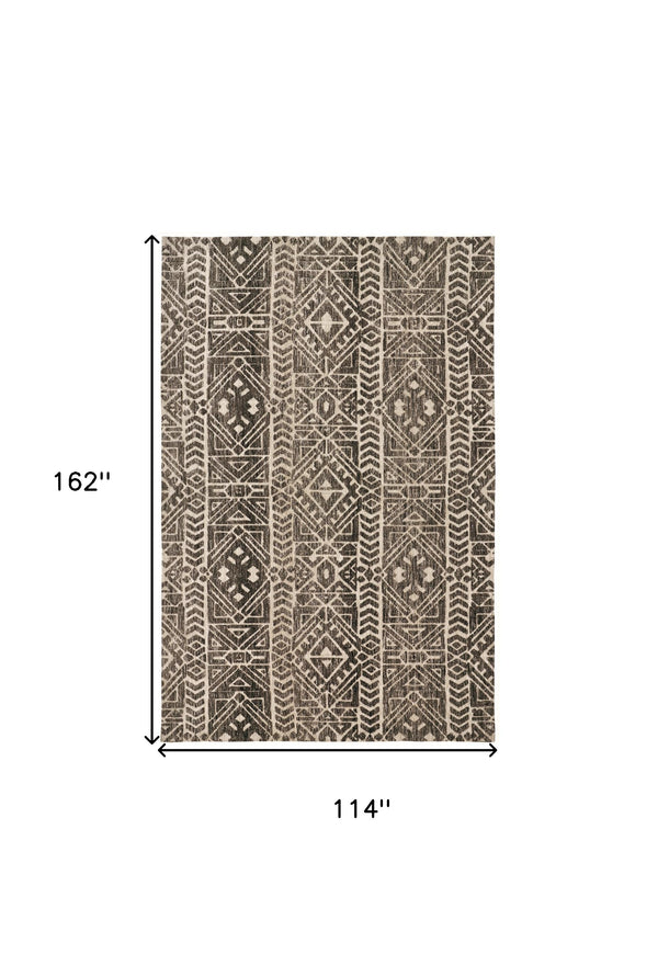 Homeroots 10' X 13' Brown Taupe And Ivory Striped Stain Resistant Area Rug Brown,Taupe,Ivory Polyester 515029
