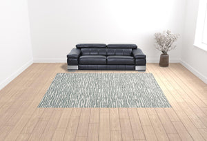 Homeroots 10' X 13' Gray Green And Ivory Striped Distressed Stain Resistant Area Rug  Polypropylene 515031