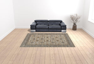 HomeRoots 9' Elegant Tan Ivory and Gray Oriental Area Rug for Luxurious Comfort in Any Room Decor Style 9' X 12' 515032