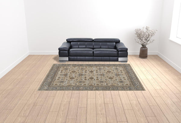 HomeRoots 9' Elegant Tan Ivory and Gray Oriental Area Rug for Luxurious Comfort in Any Room Decor Style 9' X 12' 515032