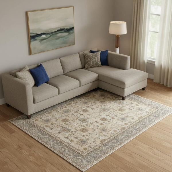 HomeRoots 9' Elegant Tan Ivory and Gray Oriental Area Rug for Luxurious Comfort in Any Room Decor Style 12' x 15' 515034