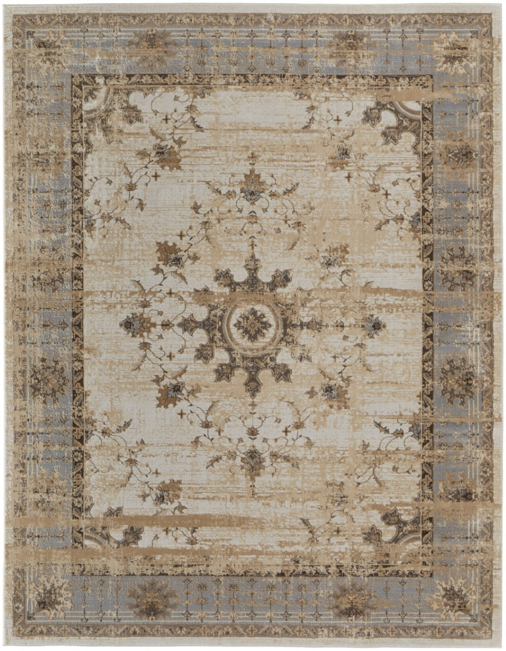 HomeRoots 9' Timeless Tan Brown and Gray Oriental Distressed Area Rug for Elegant Living Spaces and Comfort 9' X 12' 515035