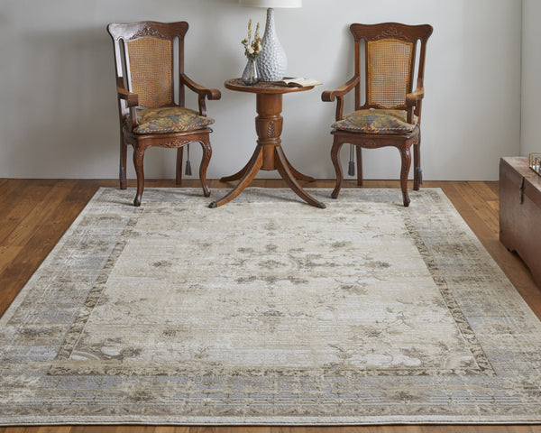 Homeroots 9' X 12' Tan Brown And Gray Power Loom Distressed Area Rug  Viscose 515035