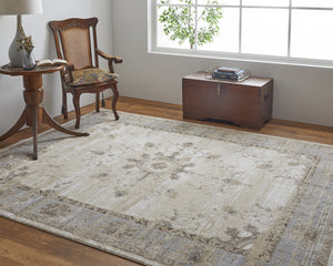 Homeroots 9' X 12' Tan Brown And Gray Power Loom Distressed Area Rug  Viscose 515035