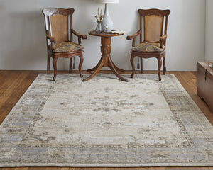 Homeroots 10' X 14' Tan Brown And Gray Power Loom Distressed Area Rug  Viscose 515036