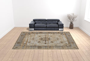 Homeroots 12' X 15' Tan Brown And Gray Power Loom Distressed Area Rug  Viscose 515037