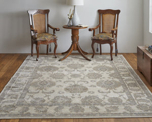 HomeRoots 9' Elegant Tan and Brown Oriental Area Rug - Luxurious Viscose Pile for Timeless Home Decor Style 9' X 12' 515038