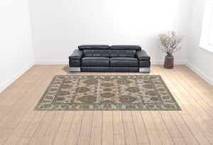HomeRoots 9' Elegant Tan and Brown Oriental Area Rug - Luxurious Viscose Pile for Timeless Home Decor Style 10' X 14' 515039