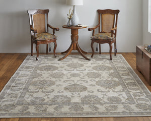 HomeRoots 9' Elegant Tan and Brown Oriental Area Rug - Luxurious Viscose Pile for Timeless Home Decor Style 10' X 14' 515039
