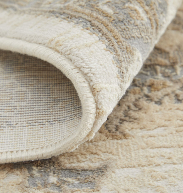 HomeRoots 9' Elegant Tan and Brown Oriental Area Rug - Luxurious Viscose Pile for Timeless Home Decor Style 10' X 14' 515039