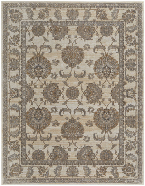 HomeRoots 9' Elegant Tan and Brown Oriental Area Rug - Luxurious Viscose Pile for Timeless Home Decor Style 12' X 15' 515040