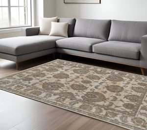 HomeRoots 9' Elegant Tan and Brown Oriental Area Rug - Luxurious Viscose Pile for Timeless Home Decor Style 12' X 15' 515040