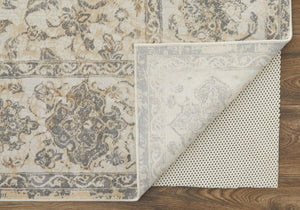 HomeRoots 9' Elegant Gray Ivory Tan Oriental Area Rug – Luxurious Design, Durable, Ideal for Any Room Decor 12' X 15' 515043