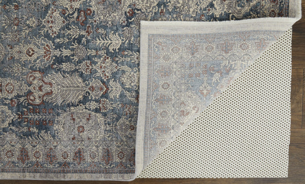 HomeRoots 5' Blue and Ivory Floral Area Rug - Durable Power Loom Design for Timeless Elegance in Any Space 4' X 6' 515046