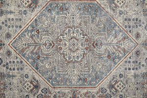 HomeRoots 5' Blue and Ivory Floral Area Rug - Durable Power Loom Design for Timeless Elegance in Any Space 4' X 6' 515046