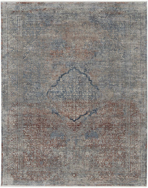 HomeRoots 5' Floral Area Rug in Blue, Red, and Gray – Durable, Stain-Resistant Design for Any Room Decor 4' X 6' 515047