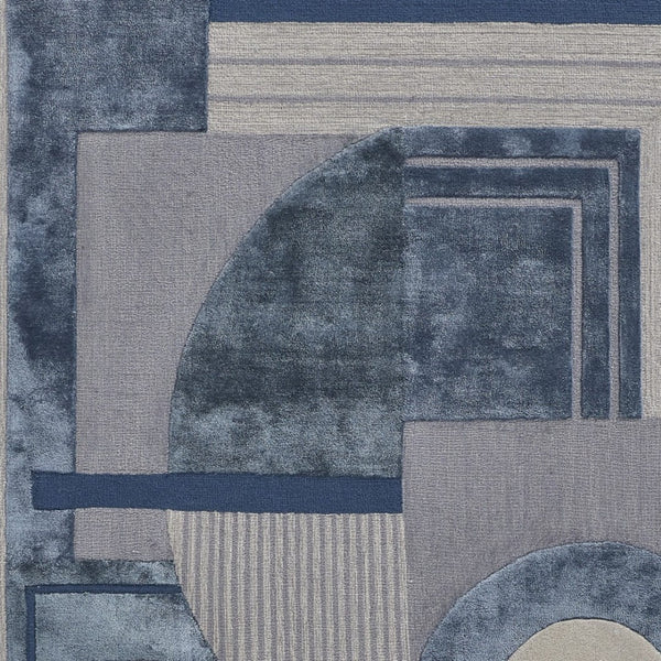 HomeRoots 9' Handmade Wool Tufted Area Rug in Blue, Ivory, and Gray Stripes - Durable, Stylish, Versatile Design 9' X 12' 515048