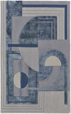 HomeRoots 9' Handmade Wool Tufted Area Rug in Blue, Ivory, and Gray Stripes - Durable, Stylish, Versatile Design 9' X 12' 515048