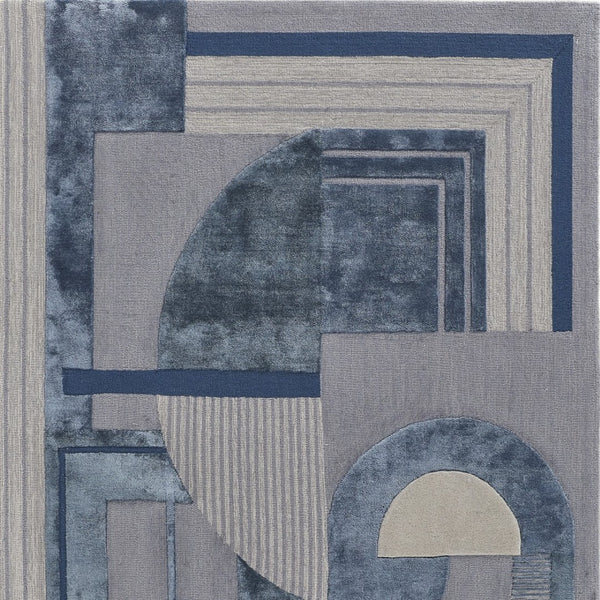 HomeRoots 9' Handmade Wool Tufted Area Rug in Blue, Ivory, and Gray Stripes - Durable, Stylish, Versatile Design 9' X 12' 515048