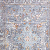 Homeroots 4' X 6' Blue Gray And Orange Floral Area Rug  Polyester 515051