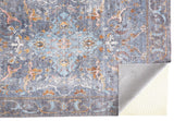 Homeroots 4' X 6' Blue Gray And Orange Floral Area Rug  Polyester 515051