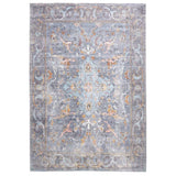 Homeroots 4' X 6' Blue Gray And Orange Floral Area Rug  Polyester 515051