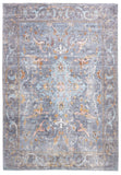 Homeroots 5' X 8' Blue Gray And Orange Floral Area Rug  Polyester 515052