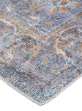 Homeroots 5' X 8' Blue Gray And Orange Floral Area Rug  Polyester 515052