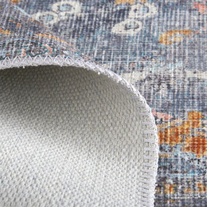 HomeRoots 5' Blue and Gray Floral Medallion Area Rug - Timeless Design, Durable, Low-Pile for High Traffic Areas 5' X 8' 515052