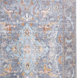 Homeroots 9' X 12' Blue Gray And Orange Floral Area Rug  Polyester 515054