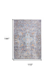 Homeroots 9' X 12' Blue Gray And Orange Floral Area Rug  Polyester 515054