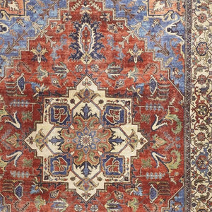 HomeRoots 5' Vibrant Blue and Orange Floral Medallion Area Rug for Stylish Warmth in Any Room Decor 5' X 8' 515060