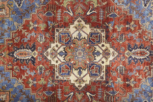 HomeRoots 5' Vibrant Blue and Orange Floral Medallion Area Rug for Stylish Warmth in Any Room Decor 5' X 8' 515060