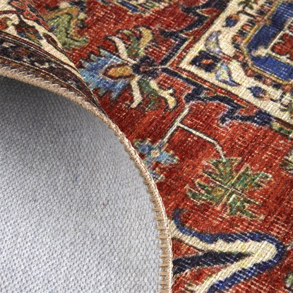 HomeRoots 5' Vibrant Blue and Orange Floral Medallion Area Rug for Stylish Warmth in Any Room Decor 5' X 8' 515060