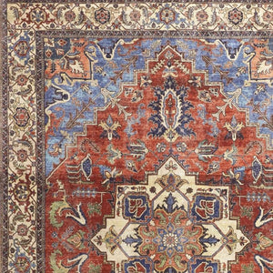 HomeRoots 5' Vibrant Blue and Orange Floral Medallion Area Rug for Stylish Warmth in Any Room Decor 8' X 10' 515061