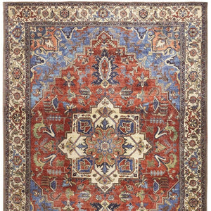 HomeRoots 5' Vibrant Blue and Orange Floral Medallion Area Rug for Stylish Warmth in Any Room Decor 9' X 12' 515062
