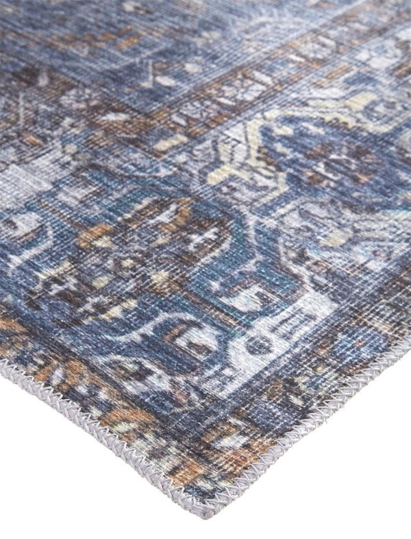 HomeRoots 5' Blue and Ivory Floral Medallion Area Rug - Timeless Style, Durable Design for Any Room Décor 5' X 8' 515064