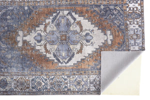 HomeRoots 5' Blue and Ivory Floral Medallion Area Rug - Timeless Style, Durable Design for Any Room Décor 5' X 8' 515064